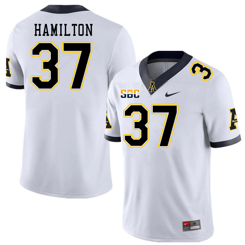 Men #37 Andre Hamilton Appalachian State Mountaineers College Football Jerseys Stitched Sale-White - Click Image to Close
